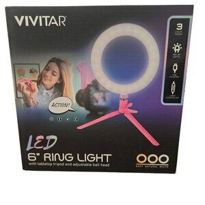 Vivitar LED 6" ring light with tabletop tripod and adjustable ball head